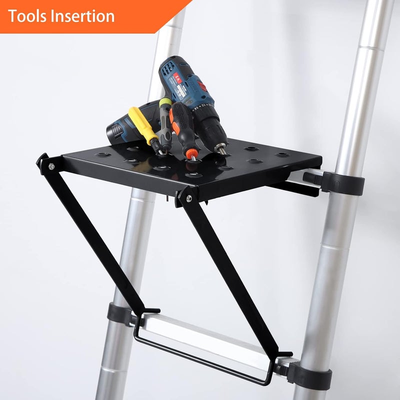 TooCust Ladder Platform Accessories - Anti-Slip Extension Ladder Work Platform System, Heavy Duty Work Tray for Tools, 400 lbs Capacity (Black) - Image 3